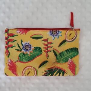 ***Free with purchase ***Tropical Print Yellow Clutch